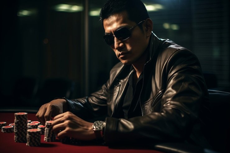 Dealer profesional Lucky Twins di studio roslot membagikan kartu secara langsung